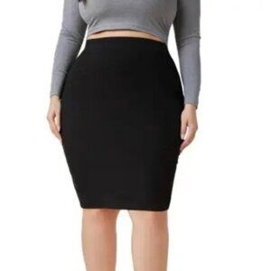 Shein curve 2XL Plus size  black pencil skirt back slit